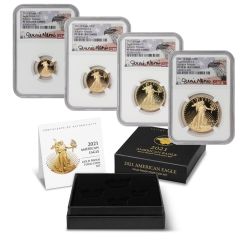 Set of 4 2021-W Gold Eagles T2 NGC PF70UCAM AR Norris Label w/ OGP
