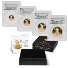 Set of 4 2021-W Gold Eagles Type 2 PCGS PR70DCAM Advanced Release w/OGP