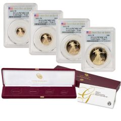 Set of 4 2021-W Gold Eagles T1 PCGS PR70DCAM FDOI OGP 
