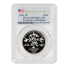 2021-W $100 Platinum Eagle PCGS PR70DCAM FDOI OGP Obverse
