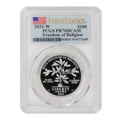 2021-W $100 Platinum Eagle PCGS PR70DCAM FS Flag OGP Obverse