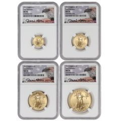 Set of 4 2022 Gold Eagle NGC MS70 ER Norris Label