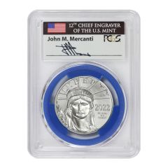 2022 $100 Platinum Eagle PCGS MS70 FDOI Mercanti Label