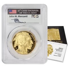 2022-W $50 Gold Buffalo PCGS PR70DCAM AR Mercanti Label w/ OGP