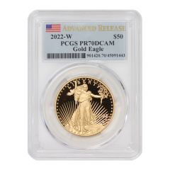 2022-W $50 Gold Eagle PCGS PR70DCAM Advanced Release OGP Obverse