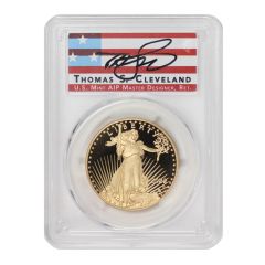 2022-W $50 Gold Eagle PCGS PR70DCAM FDOI Cleveland Label Obverse