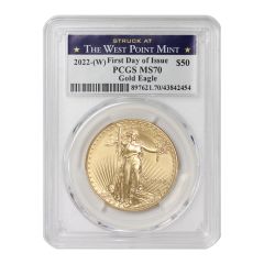 2022-(W) $50 Gold Eagle PCGS MS70 FDOI WP Label Obverse
