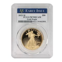 2022-W $50 Gold Eagle PCGS PR70DCAM Early Issue Label Obverse

