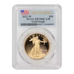 2022-W $50 Gold Eagle PCGS PR70DCAM FS Flag Obverse

