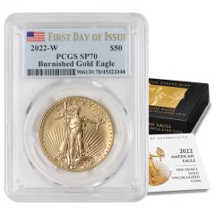 2022-W $50 Gold Eagle PCGS SP70 FDOI Flag Label OGP