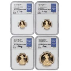 Set of 4 2022-W Gold Eagle NGC PF70UCAM AR Moy Label