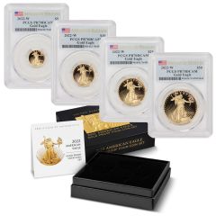 Set of 4 2022-W Gold Eagles PCGS PR70DCAM Advanced Release OGP