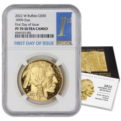 2022-W $50 Gold Buffalo NGC PF70UCAM FDOI Blue Label w/ OGP