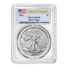 US S$1 Eagle 2023 PCGS MS70 First Strike Flag Label Obv