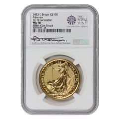 Great Britain 2023 £100 Gold KCIII Coronation NGC MS70 108th Coin Struck Thomas Label