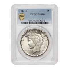 1923-D $1 Silver Peace PCGS MS66