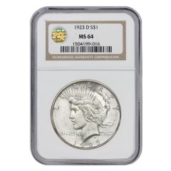 1923-D $1 Silver Peace NGC MS64 PQ