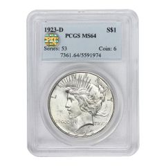 1923-D $1 Silver Peace PCGS MS64 PQ