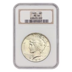 1923 $1 Silver Peace NGC MS66 Obverse