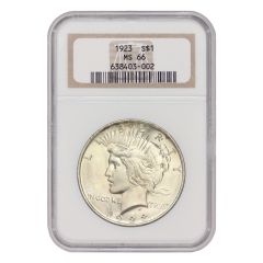 1923 $1 Silver Peace NGC MS66 Obverse