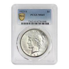 1923-S $1 Silver Peace PCGS MS65 Obverse