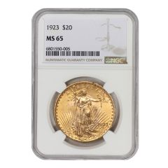 1923 $20 Gold Saint Gaudens NGC MS65