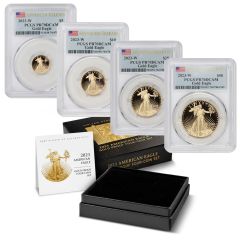 Set of 4 2023-W Gold Eagles PCGS PR70DCAM AR Flag Label w/ OGP