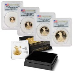 PRE-ORDER Set of 4 2023-W Gold Eagles PCGS PR70DCAM FS Flag Label w/ OGP