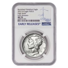 2023-W $25 Burnished Palladium Eagle NGC MS70 ER w/ OGP Obverse