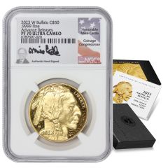 2019 $50 Gold Buffalo PCGS MS70 FS Black Diamond Label Obverse