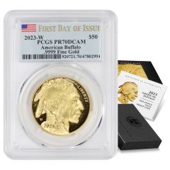 2023-W $50 Gold Proof Buffalo PCGS PR70DCAM FDOI Flag Label w/ OGP