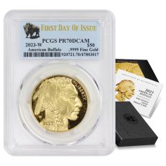 2023-W $50 Gold Proof Buffalo PCGS PR70DCAM FDOI Bison Label w/ OGP