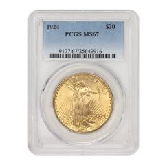 1924 $20 Gold Saint Gaudens PCGS MS67 Obverse