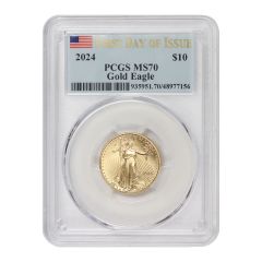 2024 $10 Gold Eagle PCGS MS70 FDOI Flag Label
