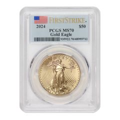 2024 $50 Gold Eagle PCGS MS70 FS Flag Label Obverse

