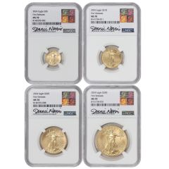 Set of 4 2024 Gold Eagle NGC MS70 FR Norris Label