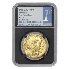  2024 $50 Gold Buffalo NGC MS70 FDOI Black Core Obverse

