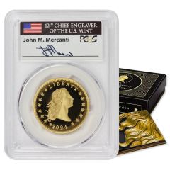 2024 $1 Gold Flowing Hair High Relief PCGS PR70DCAM AR Mercanti Label w/ OGP