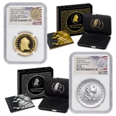 Set of 2 2024 Gold Flowing Hair High Relief & Silver Medal NGC PF70UCAM/MS70 FDOI OGP