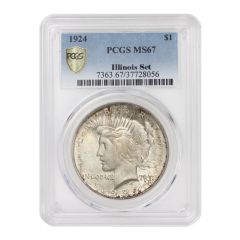 1924 $1 Silver Peace PCGS MS67 Obverse