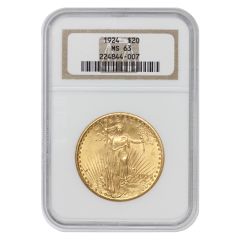 1924 $20 Gold Saint Gaudens NGC MS63 Obverse