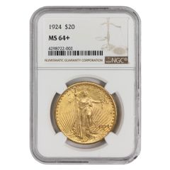 1924 $20 Gold Saint Gaudens NGC MS64+ Obverse