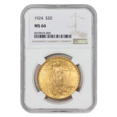 1924 $20 Gold Saint Gaudens NGC MS66 Obverse