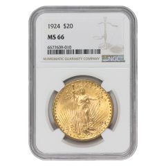 1924 $20 Gold Saint Gaudens NGC MS66 Obverse