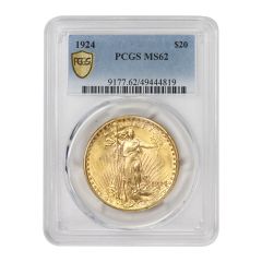 1924 $20 Gold Saint Gaudens PCGS MS62 Obverse