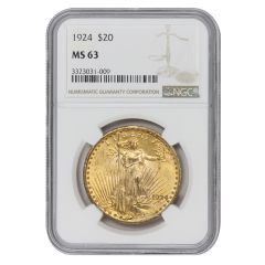 1924 $20 Saint Gaudens NGC MS63