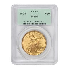 1924 $20 Gold Saint Gaudens PCGS MS64 OGH