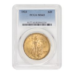 1924 $20 Gold Saint Gaudens PCGS MS65 Obverse