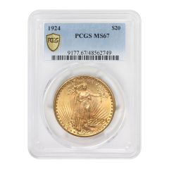 1924 $20 Gold Saint Gaudens PCGS MS67