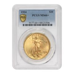 1924 $20 Gold Saint Gaudens PCGS MS66+ Obverse